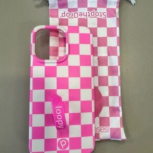 Loopy Case Pink and White Checkered Phone Case